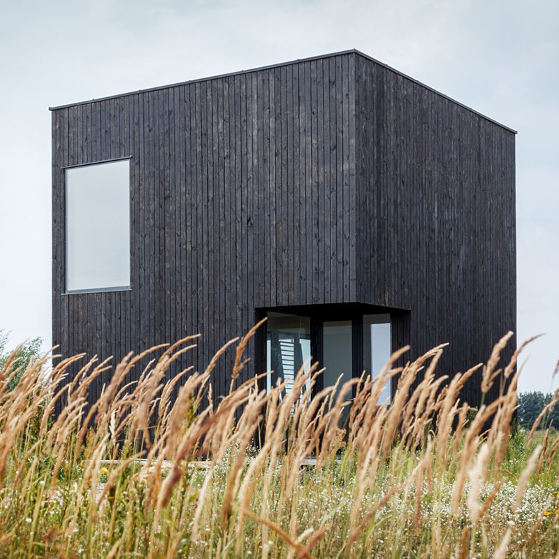 Casa minimalista de diseño con madera quemada